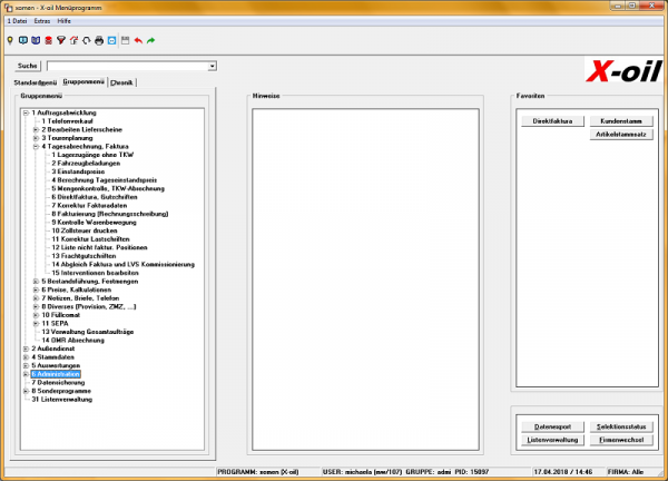  X-oil Menüprogramm 